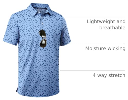 Image of ZITY Men's Golf Shirts Short Sleeve Print Patterns Casual Collared Polo