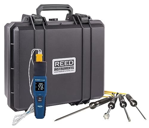 REED Instruments R1640-KIT2 Data Logging Smart Series Thermocouple Thermometer with 4 Type-K Thermocouple Probes and Carrying Case
