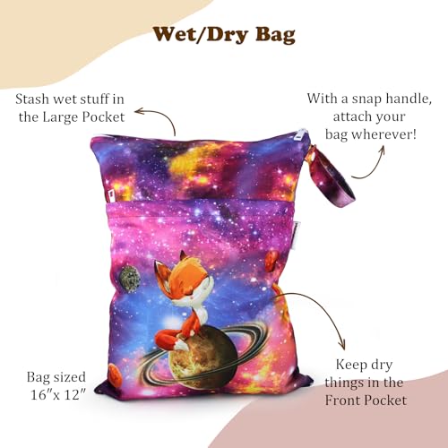 Image of Mama Koala 2 Pack Wet Dry Bags on the Go, Swimming Pool, Beach, in Gym, Fitness Center, Natatorium, Polyester Waterproof Diaper Bag with 2 Pockets, Portable, Reusable, Machine Washable-12in /16in-024