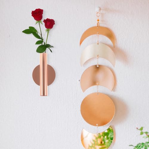 Juego de 2 floreros de pared metálicos colgantes en rosa dorado miniatura 2