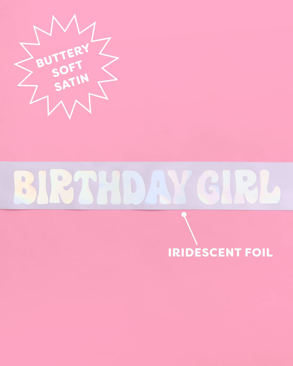 Fetti Birthday Girl Sash - Pastel Purple + Iridescent | Fun Party Decor, HBD, Disco Bday