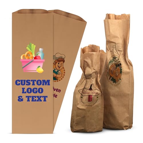 MT Products Custom Printed Kraft Wine Bags 3.75" x 2.25" x 11.5" - Disposable Paper Gift Bags - Made in USA
