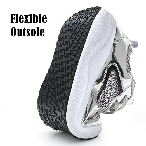 DADAWEN Women's Glitter Platform Wedge Athletic Tennis Walking Shoes Sparkly Sequin Lightweight Non Slip Casual Comfort Fashion Sneakers (Size:US5-US12)4