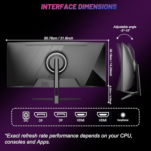 34" Curved 165Hz Gaming Monitor, 3440x1440, FreeSync - Black - Image 6