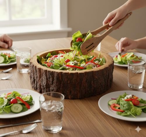 Cuenco de madera para exposición decorativa y servicio de alimentos 7