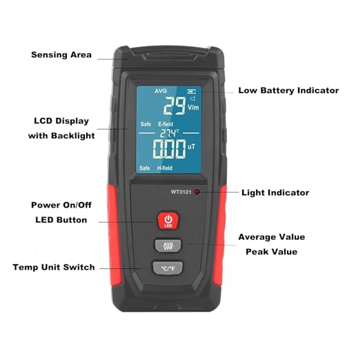 Medidor EMF portátil recargable con pantalla LCD miniatura 6