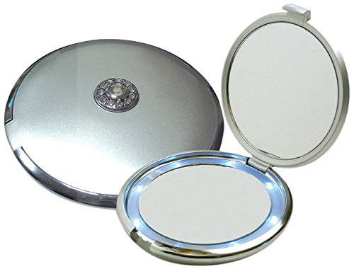 Floxite FL-360-S 10x Led Lighted Compact with Crystals and Dfp Quality Glass, Silver