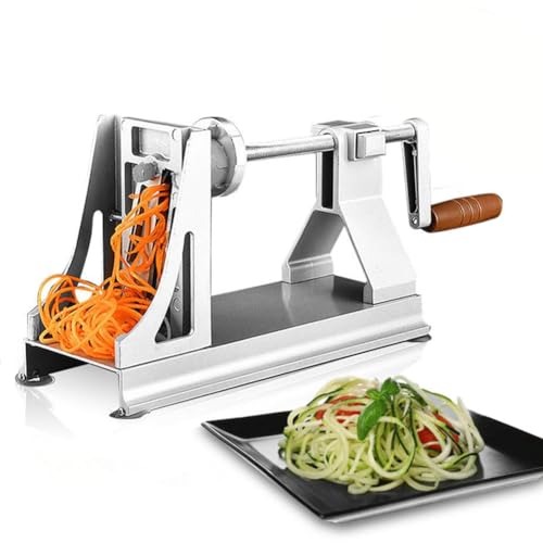 Espiralizador De Verduras, Cortador En Espiral De Verduras De Acero Inoxidable De 3 Cuchillas, Patatas Ralladas En Cascada Multifuncional, Máquina para Hacer Espaguetis De Calabacín Vegetal Manual