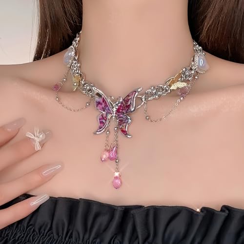 MOSTORY Fairy Butterfly Choker for Women - Beaded Renfaire Necklace for Fairycore Aesthetic Outfit Renaissance Cosplay2