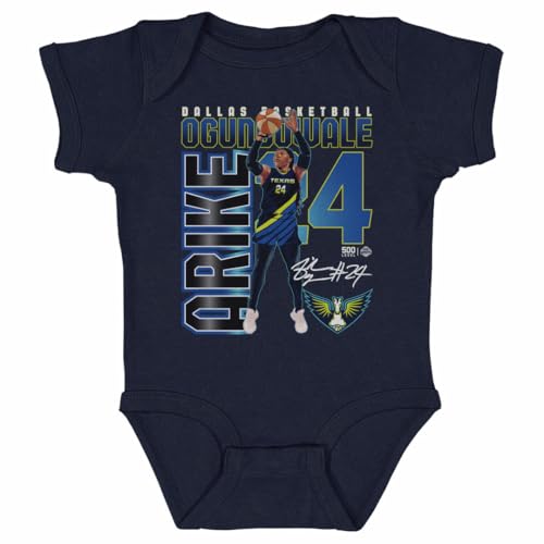 500 LEVEL Arike Ogunbowale Dallas Wings Player Number WHT One-Piece Infant Bodysuit (Navy, 18M)