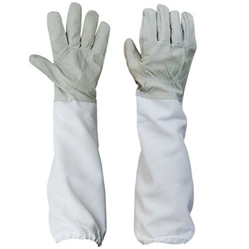 Wowlife 1 Pair Premium Beekeeping Protective Gloves Bee Keeping Gloves with Vented Long Sleeves (Style A)