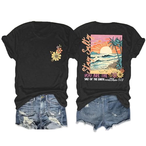 Christian Bible Verse Religious Shirt for Women Faith Inspirational Tshirt Jesus Beach Floral Graphic Tee