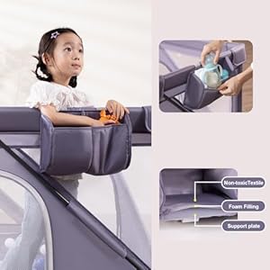 Foldable baby playpen itilike large playard with detachable thicken mat playpen for babies and toddlers with storage bag play pens with gate indoor outdoor portable play yard sturdy baby fence  urban country home decor