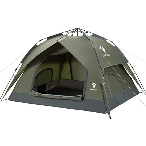 YACONE テント 3～4人用 ワンタッチテント 二重層 ワンタッチ 2WAY キャンプテント 設営簡単 uvカット加工 防風防水 折りたたみ 超軽量 防災用 キャンプ用品 アウトドア コンパクト 耐水圧3000mm (アーミーグリーン)