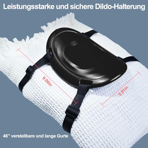 Saugnapf Dildo Halterung Mount Sexsattel mit Gurten freihändiges Spielen auf Kissen, einstellbare Strap On Harness Dildohalter für Stuhl Swing Sofa, Dildos Machine für Frau Männer Sexspielen (Schwarz)