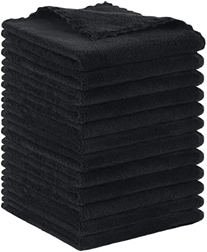 SUNLAND Microfiber Face Cloth Reusable Makeup Remover Facial Cleansing Towel Ultra Soft Face Washcloth 12inchx12inch 12 Pack Black