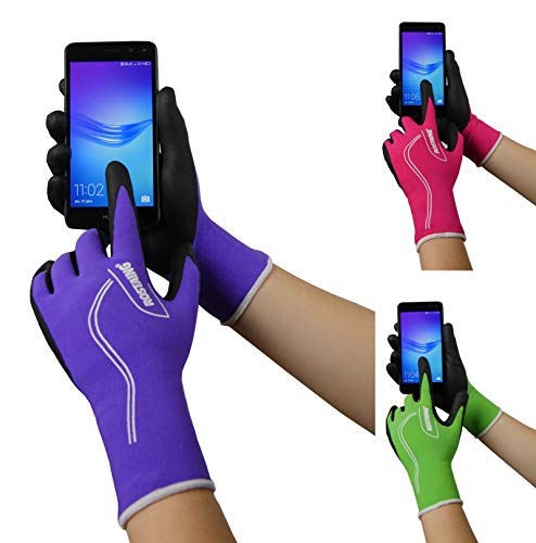 ROSTAING Gant de Jardinage Maxfeel, Taille 7. Série Touch. Gant Jardin pour Les travaux de précision et Compatible avec Smartphone, Vert Violet ou Rose. Choix aléatoire