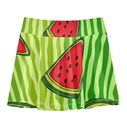 Watermelon Slices Green Stripes Athletic Shorts for Girls Skorts Kids Tennis Skirts Dance Pleated Skort 3t