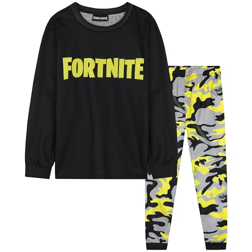 Get Trend Minecraft Pijama Niño Manga Larga, Conjunto Pijama para Niños y Adolescentes, Creeper Lounge Set, Ropa de Dormir, Regalo Gamer (13-14 Años, Amarillo Fortnite)