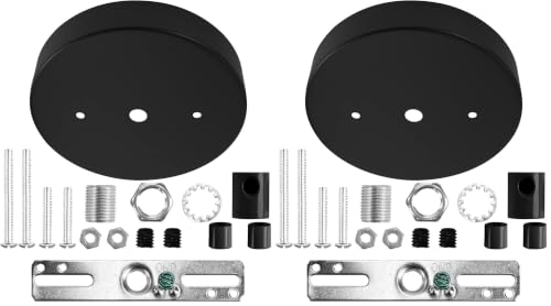 Image of Sangle Sopffy Pendant Light Canopy Kit, 4.7 Inches Ceiling Lighting Canopy Kit with All Mounting Hardware Modern Chandelier Ceiling Plate Cover for Pendant Lighting Fixtures, Black (Black) (Pack of 2)