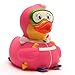 DUCKSHOP I Badeente Skihaserl pink I Quietscheente I L: 7,5 cm I inkl. Badeenten-Schlüsselanhänger im Set