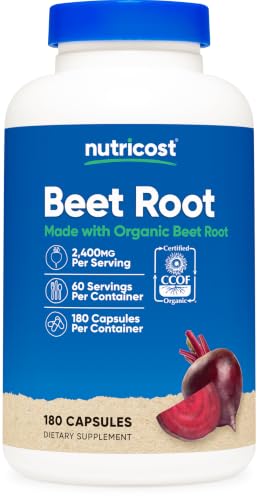 Nutricost Beet Root 2400mg 180 Capsules - CCOF Certified Made with Organic Beet Root Superfood 60 Servings