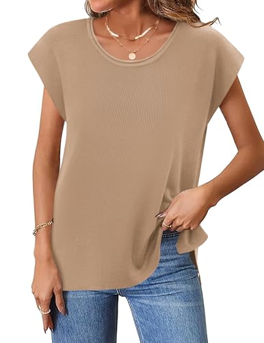 Image of Zeagoo Sweater Vest Women Crew Neck Loose Fit Knit Lightweight T Shirts Pullover Casual Summer Outfits