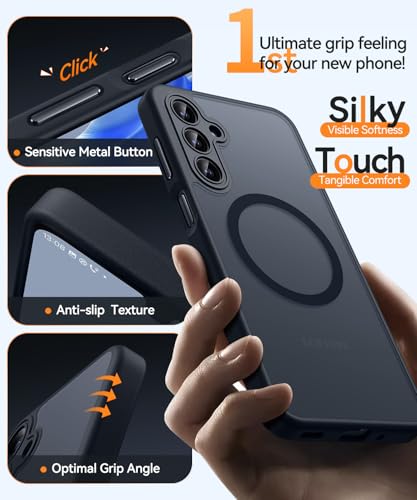Image of CANSHN Designed for Samsung Galaxy A16-5G Case [Full Camera Protection] [Compatible with Magsafe] Translucent Matte Back Protective Phone Cover, Black