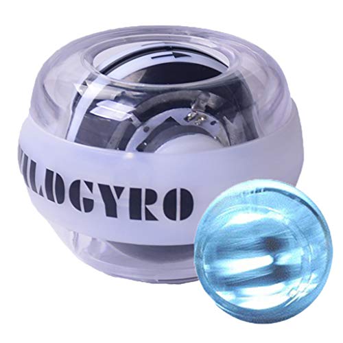 Wrist Trainer Exercises, Gyro Grip Ball, with LED Lights, Forearm Strengthener, for Arm Strength Fitness (Color : White)