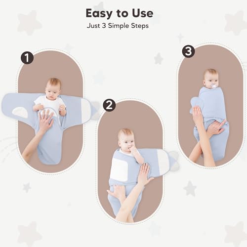 Image of Susurration Swaddle Sleep Sacks 3 Pack 100% Muslin Cotton Swaddle Blanket Small Baby Wrap for 3-6 Months Newborn Sleep Sack Girls,Boys,Infants Essentials,Adjustable Wearable Sleeping Sack(Blue)