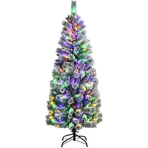 COSTWAY 6ft Pre-lit Snow Flocked Christmas Tree Cover