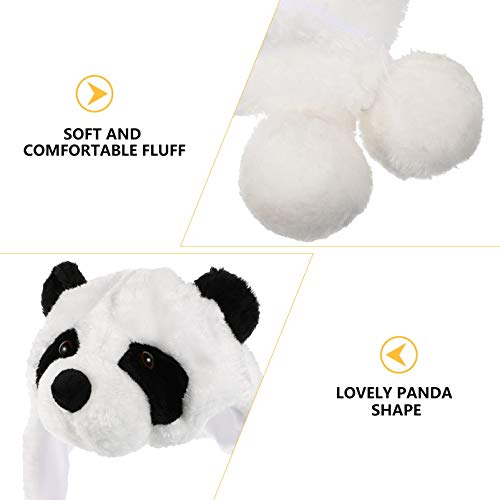 Amosfun Chapéu de Panda de Pelúcia Peles Artificiais Boné de Animal Novidade Inverno Quente Cachecol
