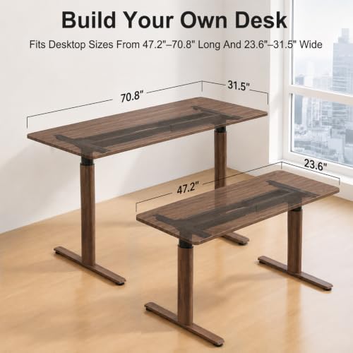 Image of Dual Motor Standing Desk Frame,Sit Stand Desk Base Only,Walnut | Whisper-Quiet Dual Motors, 264 lb Capacity, Fits 47.2-70.8 in Tabletops, Stable Steel Frame with Oval Legs, 3 Memory Presets