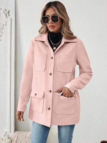 Women's 2024 Winter Fashion Coats Button Front Men's Solid Color Front Button Long Sleeve Pocket Jacket4