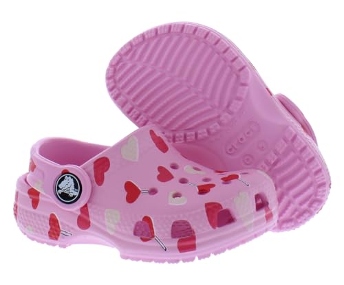Crocs Classic Valentines Day Clog Infant/Toddler Shoes Size 10, Color: Pink Heart Multicolor