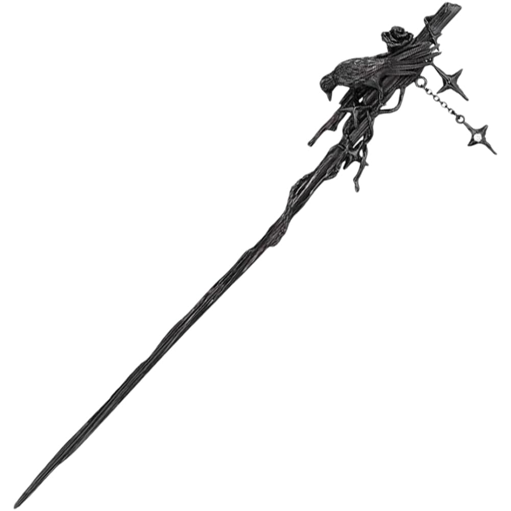 Sslvya Goth Style Crow Hair Sticks with Tassel, Chinese Style Chain Hair Pin Vintage Tassel Hair Chopsticks Hairpin Hair Accessories for Women