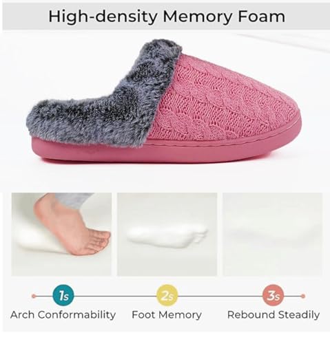 Plush knitted slippers woven wool slippers braided pattern slippers memory foam cloud slide slippers indoor home shoes4