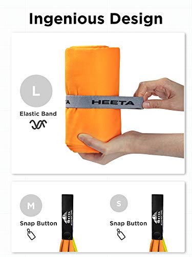 Heeta 3-Pack Fast Drying Microfiber Towels Quick Dry Towels Super Absorbent High Compact Towels For Beach, Hiking, Yoga, Swim, Camping, Gym, And Travel, 3 Size With Bag (Orange) #TOP3
