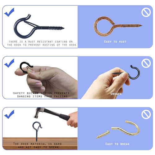 25 Pcs Metal Multipurpose Ceiling Hooks Set, 2.2 Inch Strong and Heavy Screw in Hooks - Image 3