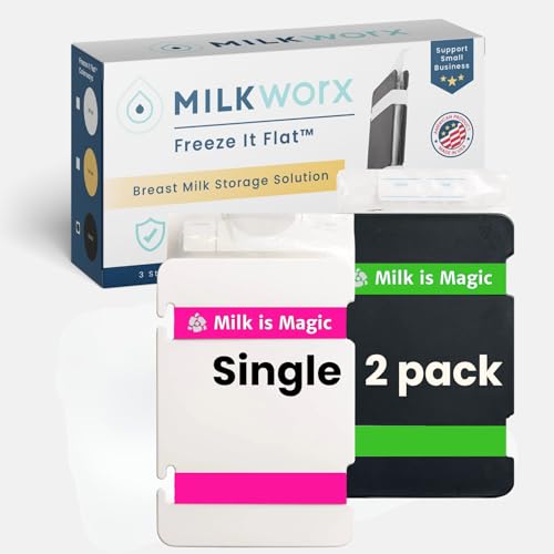MILKWORX Freeze It Flat Breastmilk Freezer Storage System - Space-Saving Organizer for Breast Milk...