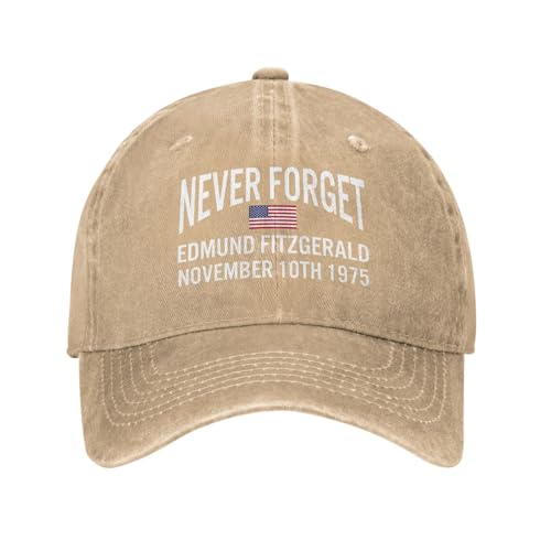 bamgen Never Forget Edmund Fitzgerald Hat Adjustable Casual Trucker Hats Baseball Cap for Men Women Natural