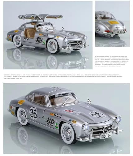 Image of Scale 1:24 Mercedees Benz 300SL Modified Alloy Diecast Pullback Metal Car Toy with Sound Light & Opening Doors - Best Gift Toy for Kids (1:24 Mercedees-Benz 300SL Modified - Silver)