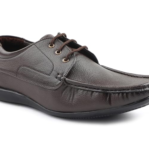 Image of Liberty Fortune HML-6E Men's Formal Derby Shoes - Black, Brown - Synthetic Leather Lace-Up with Cushioned Footbed - Stylish Office Footwear - Comfortable and Lightweight