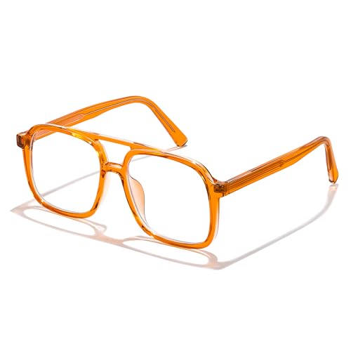 Image of FEISEDY Aviator Blue Light Blocking Glasses Fake Nerd Clear Oversized Square Computer Glasses TR Frame B0158