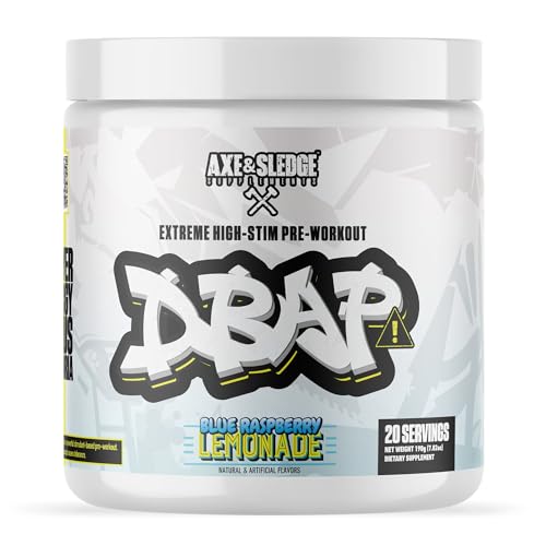 Image of DBAP Extreme High Stim Pre-Workout Powder | 400mg Caffeine | Beta Alanine, Betaine Anhydrous, Electrolytes & Focus | High Stimulant Pre Workout Supplement | 20 Servings,Blue Raspberry Lemonade