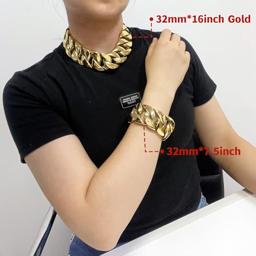 SDA Wide Chunky Gold Chain Necklace - Heavy and Waterproof 316L Surgical Steel with 18K Gold Plating for Modern Men and Women into Hip Hop Fashion2