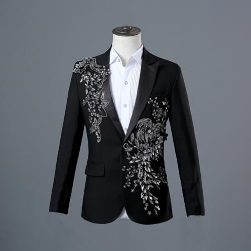 Men's 2 Pieces Luxury Embroidered Suits One Button Dinner Tuxedo Jacket Pants Prom Wedding Elegant Blazer Dress Suit3