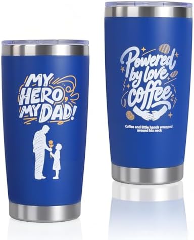 2025 Christmas Gifts for Dad, 20oz Engraved Tumbler from Daughter Son - Stainless Steel Insulated Cup with Lid, Leakproof Travel Mug for Coffee, Chrismas and Birthday Gift for Him,Blue