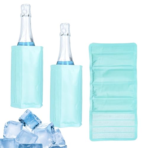 Ice Wine Sleeve, Ice Wine Sleeve, Wine Cooler, Wine Bottle Cooler, for Red and White Champagne or Sparkling Wine. Gel cooled bracket Freestanding carrier cooled, mint green
