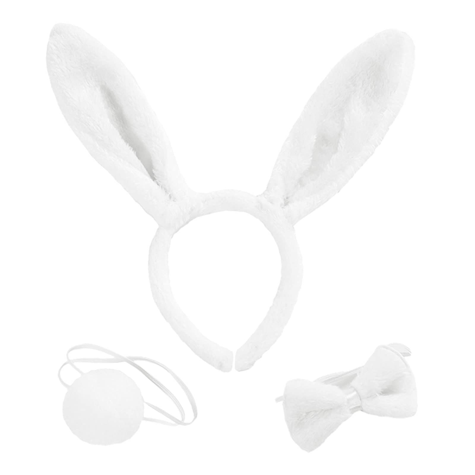Costume Lapin 3 Pièces – Bandeau Oreilles, Noeud Papillon, Queue – Cosplay Pâques Halloween – Enfant Et Adulte